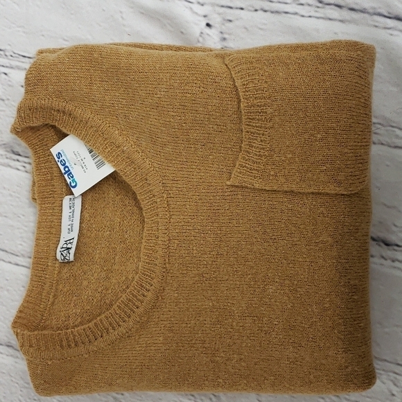 Zara Sweater Light Brown Acrylic/Poly/Wool Blend 36 L Hip Length NWT New - Picture 10 of 10